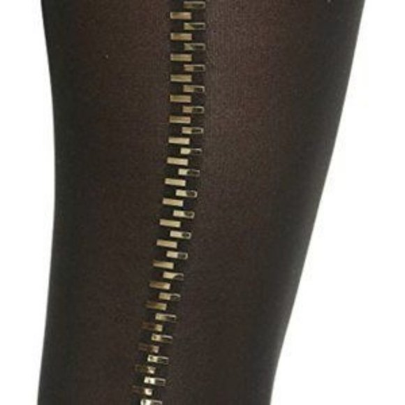 Wolford LIMITED SPECIAL EDITION Black with gold Zipper tights NWT L - Picture 4 of 6